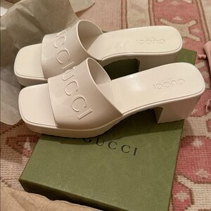 Gucci Rubber Slide Sandals White